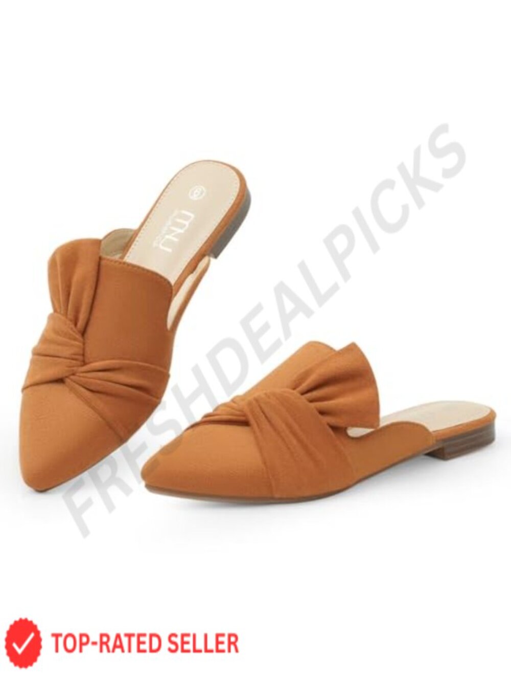 MUSSHOE Comfort Mules Women Suede Pointed Toe Slip On Flats Work Shoes